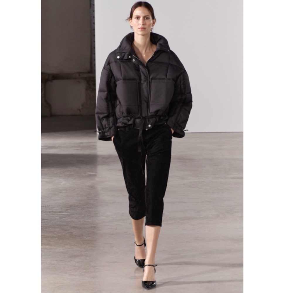 ZARA • Black Puffer Water Repellent Anorak ZW Collection Jacket Coat - Picture 4 of 12